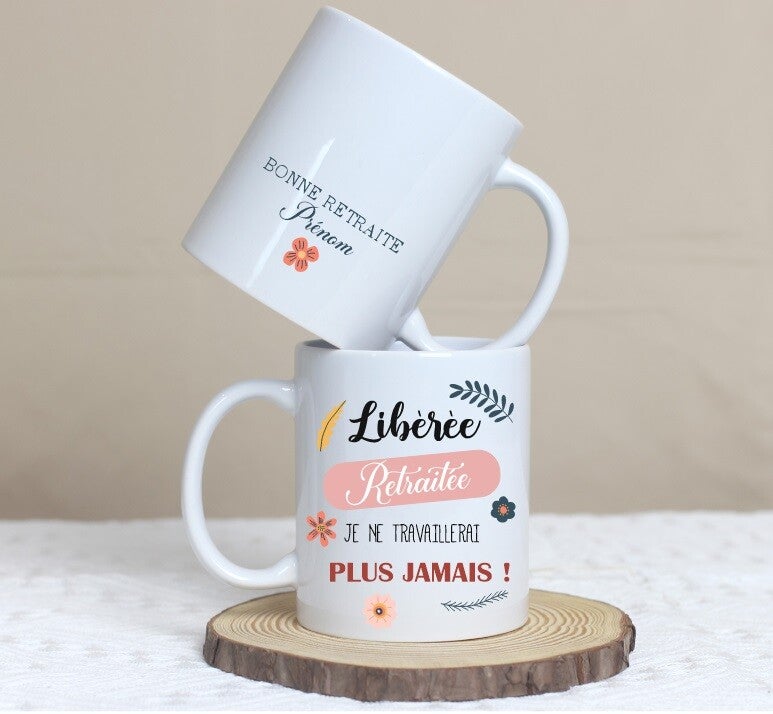 Mug personnalisé "Retraitée"
