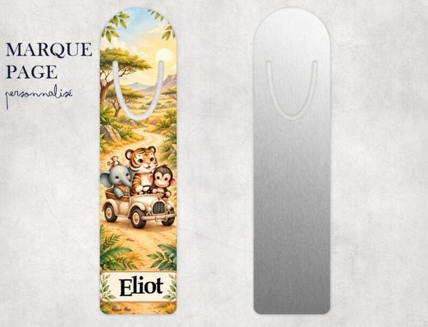 Marque-page enfant personnalisé avec prénom – Safari