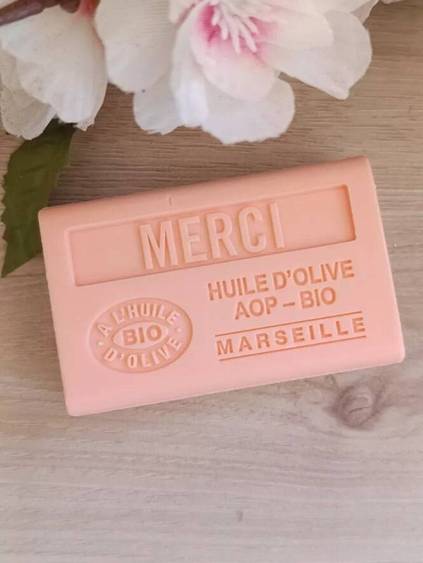 SAVON « MERCI » À L’HUILE D’OLIVE AOP BIO – 125 G 🌿✨