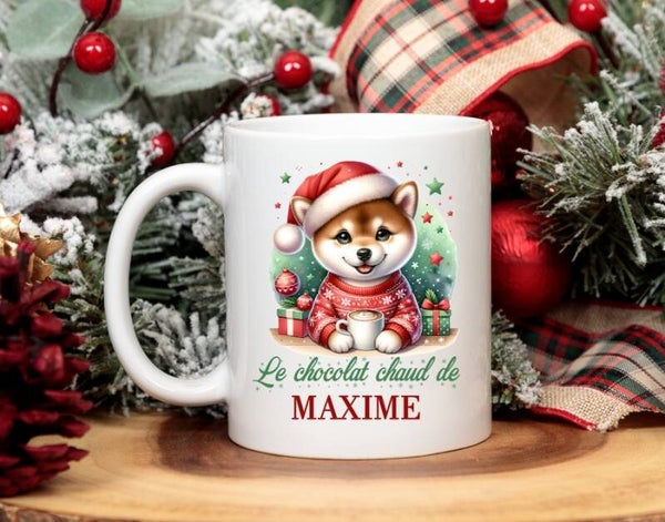 Mug de noël personnalisé "chien" (modèle au choix)