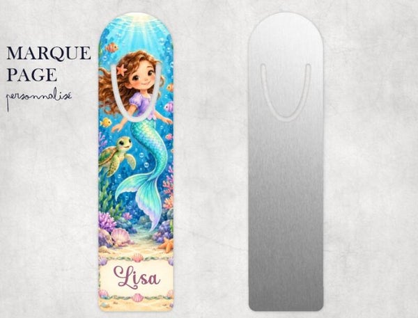 Marque-page enfant personnalisé avec prénom – sirène