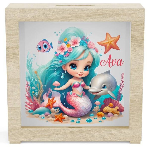 Tirelire en bois personnalisé - sirène