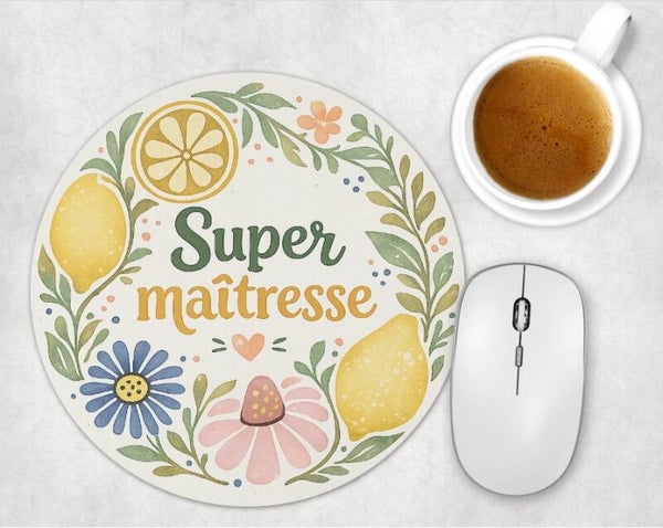 Tapis de souris "Super maîtresse" personnalisé