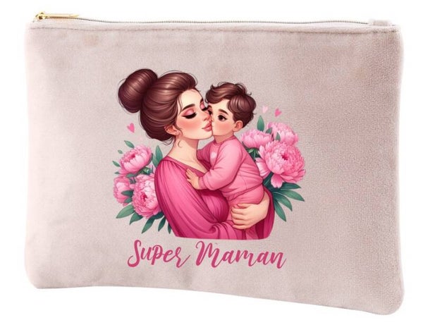 Trousse velours "Super Maman"