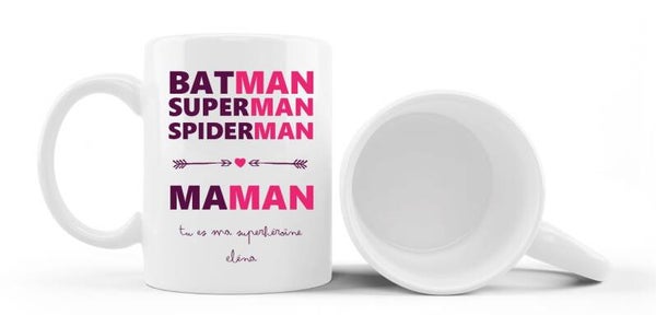 Mug "Maman superhéroïne" personnalisé