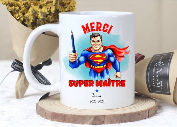 Mug "Merci super maître" personnalisé