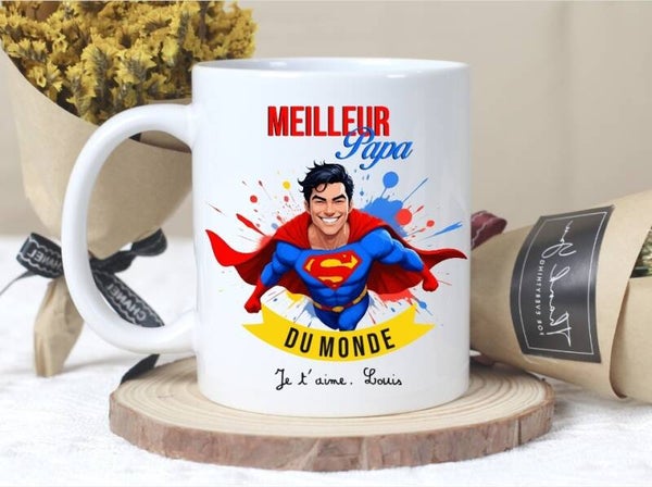 Mug "Super papa" personnalisé