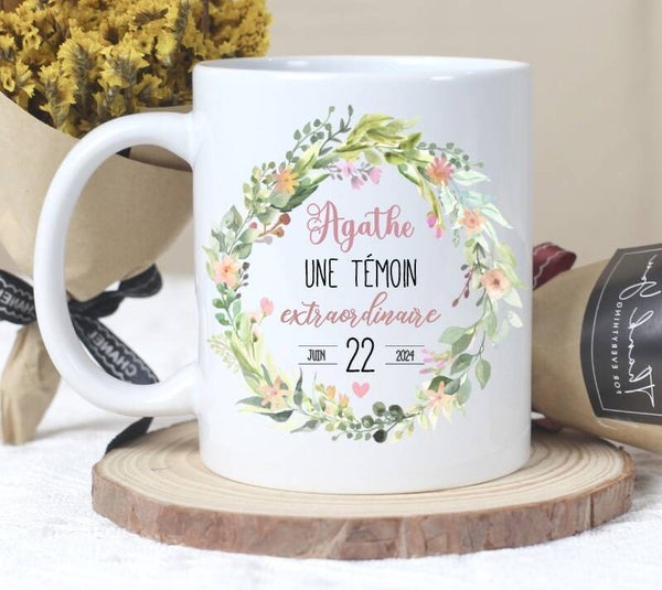 Mug personnalisé "témoin extraordinaire"