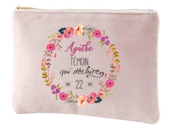 Trousse velours "témoin qui déchire" personnalisée