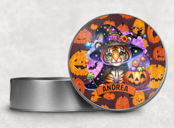 Boîte en métal spécial halloween personnalisée "tigre"