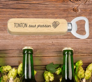 Ouvre-bouteille Gravé "À La Tienne Tonton" - Cadeau Original Anniversaire, Noël - Bois Et Acier Inoxydable