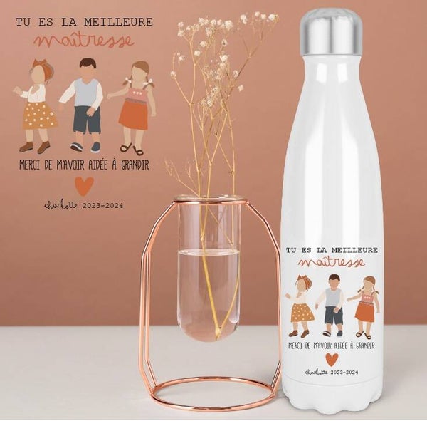 Bouteille isotherme personnalisé spécial cadeau de maîtresse
