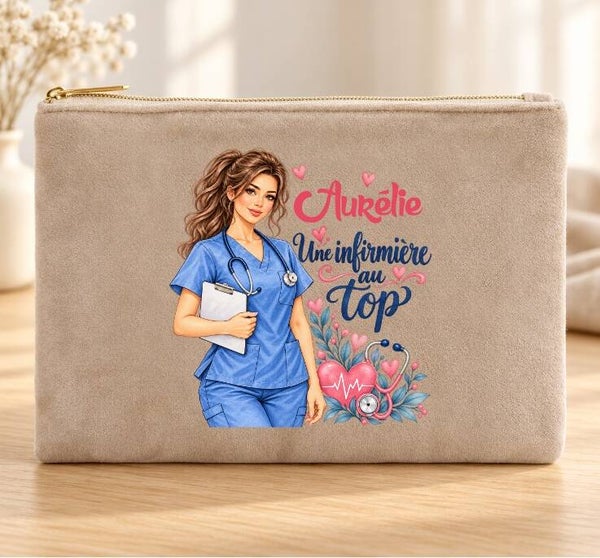 Trousse « Infirmière au top » personnalisée avec prénom – Cadeau infirmière original