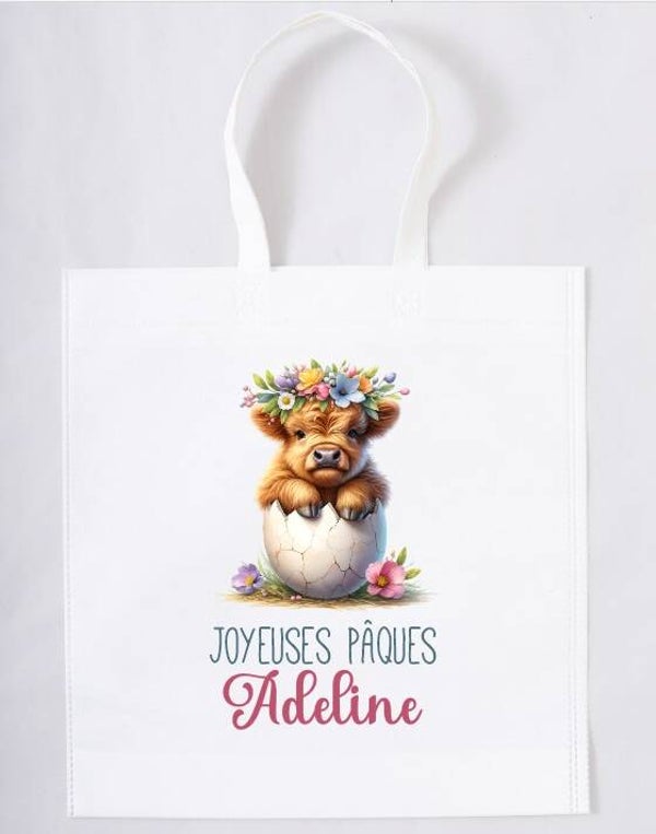 Sac pour la chasse aux œufs personnalisé "vache"