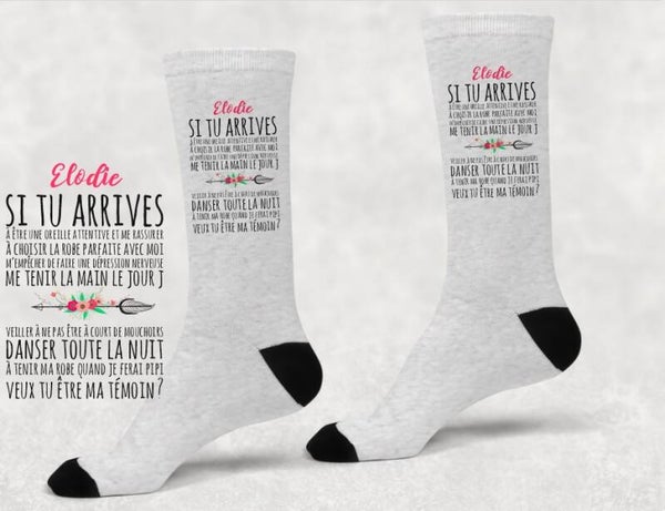 Chaussettes pailletées personnalisées femme "Veux-tu être ma témoin ?"