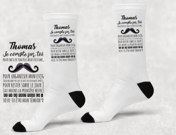 Chaussettes personnalisées homme "Veux-tu être mon témoin ?"