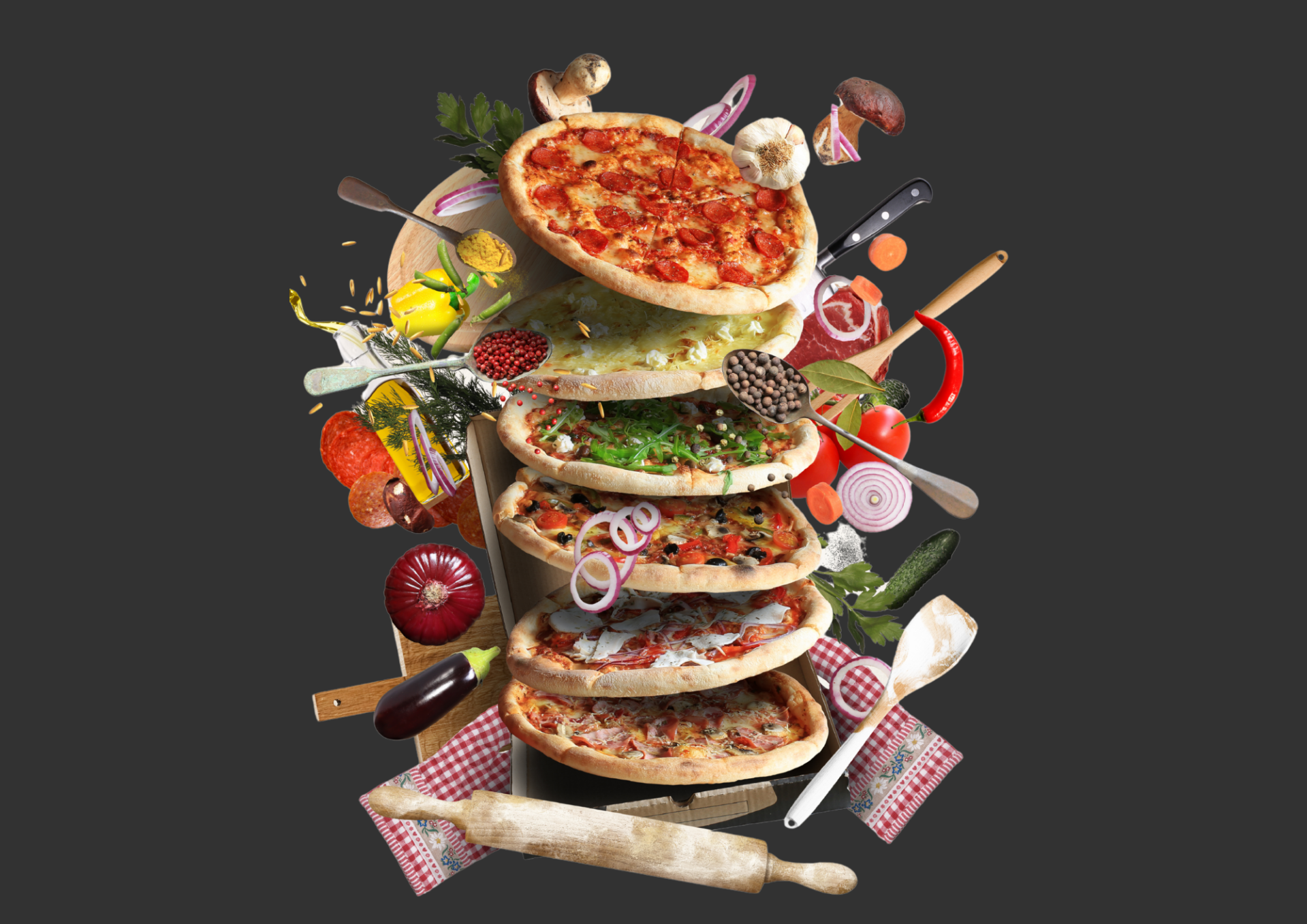 Verse pizza’s met verschillende toppings en ingrediënten