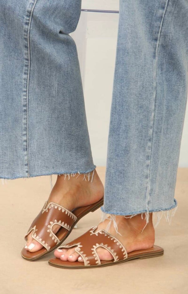 SANDAALEN met kunstleer bandje bruin