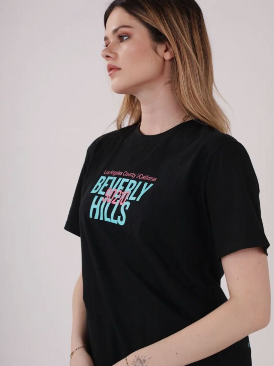 Oversized t-shirt Beverly Hills print op de achterkant