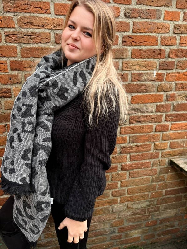 sjaal Grijs panter