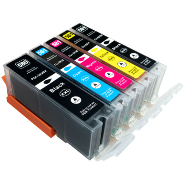 Kompatibel zu Canon PGI-580 BK  / CLI-581 Tinten Multipack CMYK (5er Set XL)