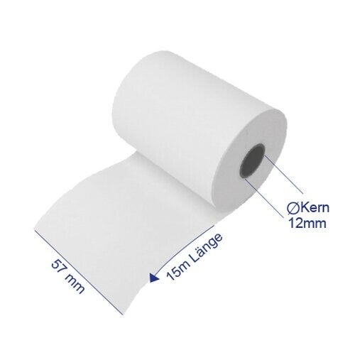 50 Thermorollen 57 mm x 15 m x 12 mm, Rollendurchmesser 36 mm