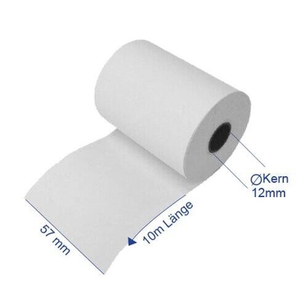 50 Thermorollen 57 mm x 10 m x 12 mm, Rollendurchmesser 30 mm