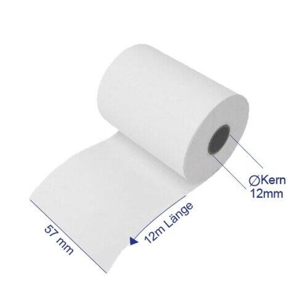 50 Thermorollen 57 mm x 12 m x 12 mm, Rollendurchmesser 31 mm