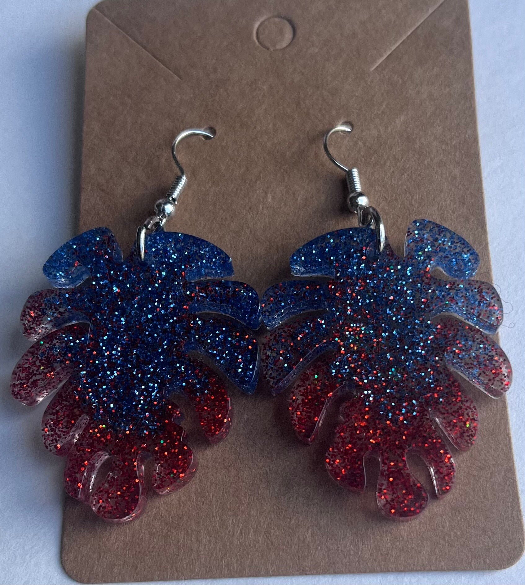 Boucles d’oreille rouge.bleu
