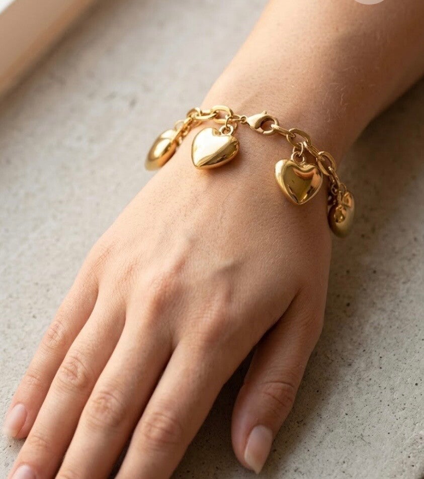 Bracelet cœurs dorés