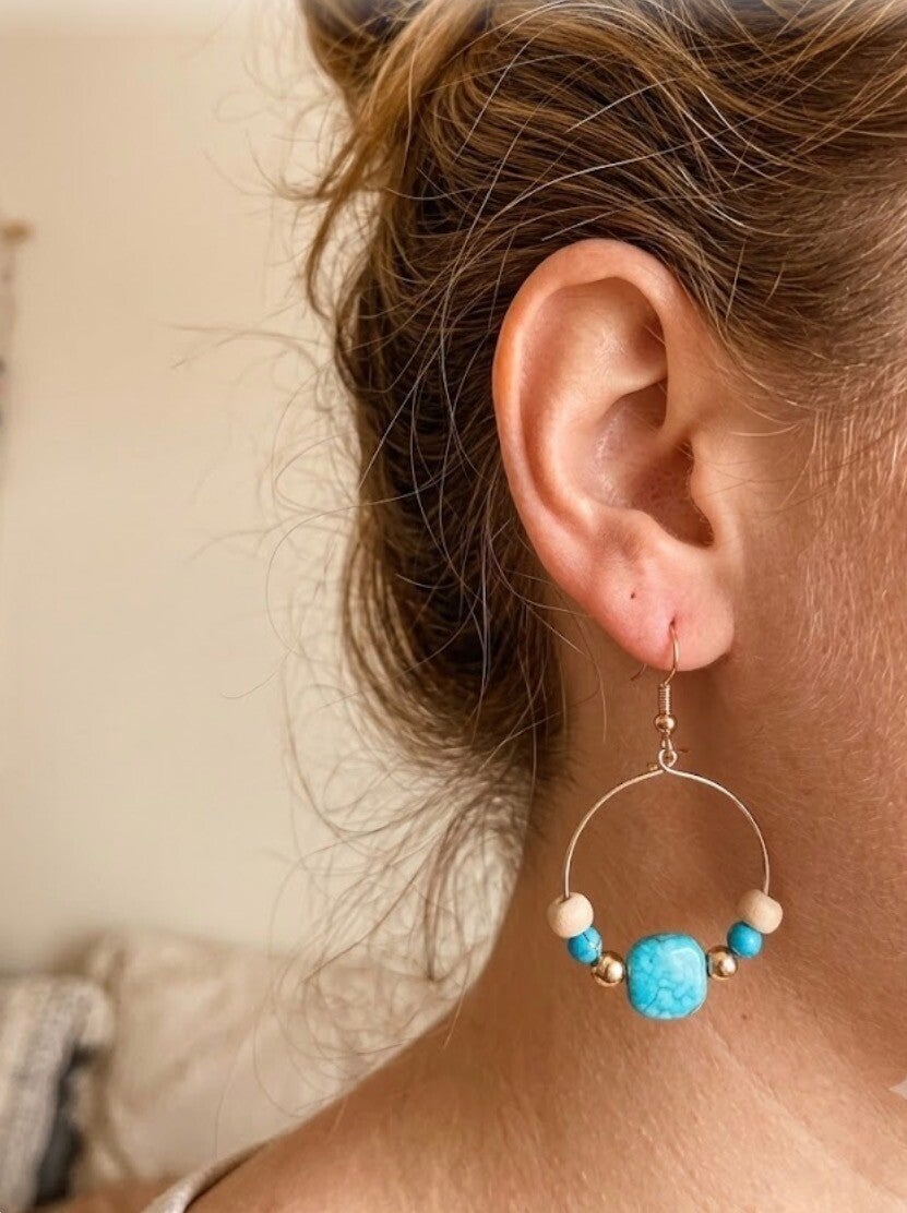 boucles d oreilles perle bleu