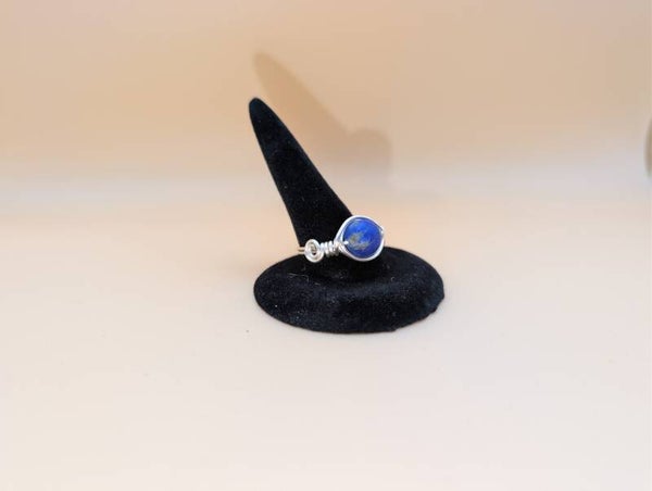 Bague lapis lazuli mat et cuivre argenté taille 57