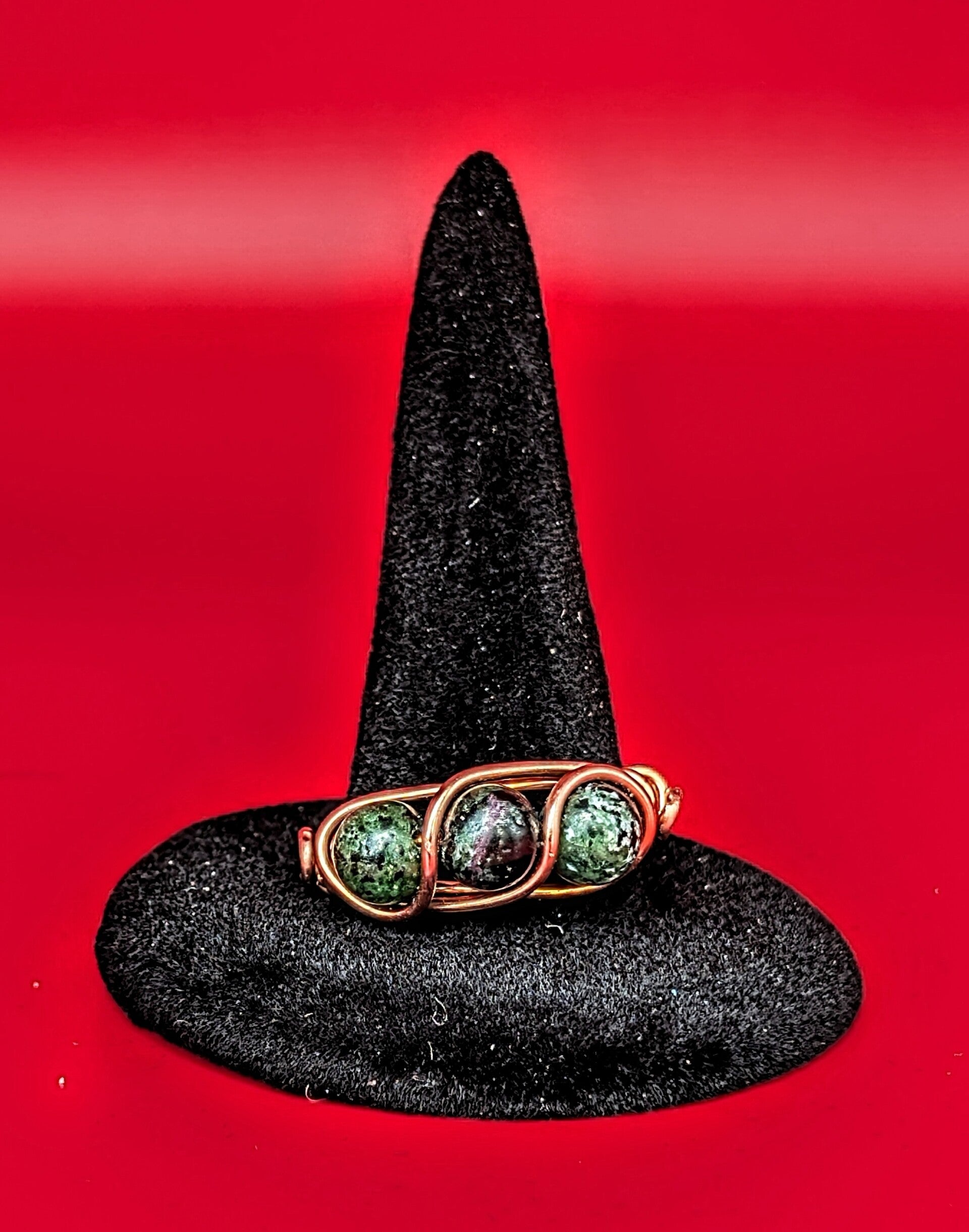 Bague rubis zoïsite et cuivre taille 59