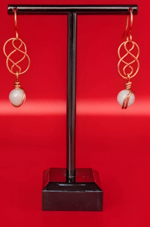 Boucles d'oreilles aigue marine et cuivre