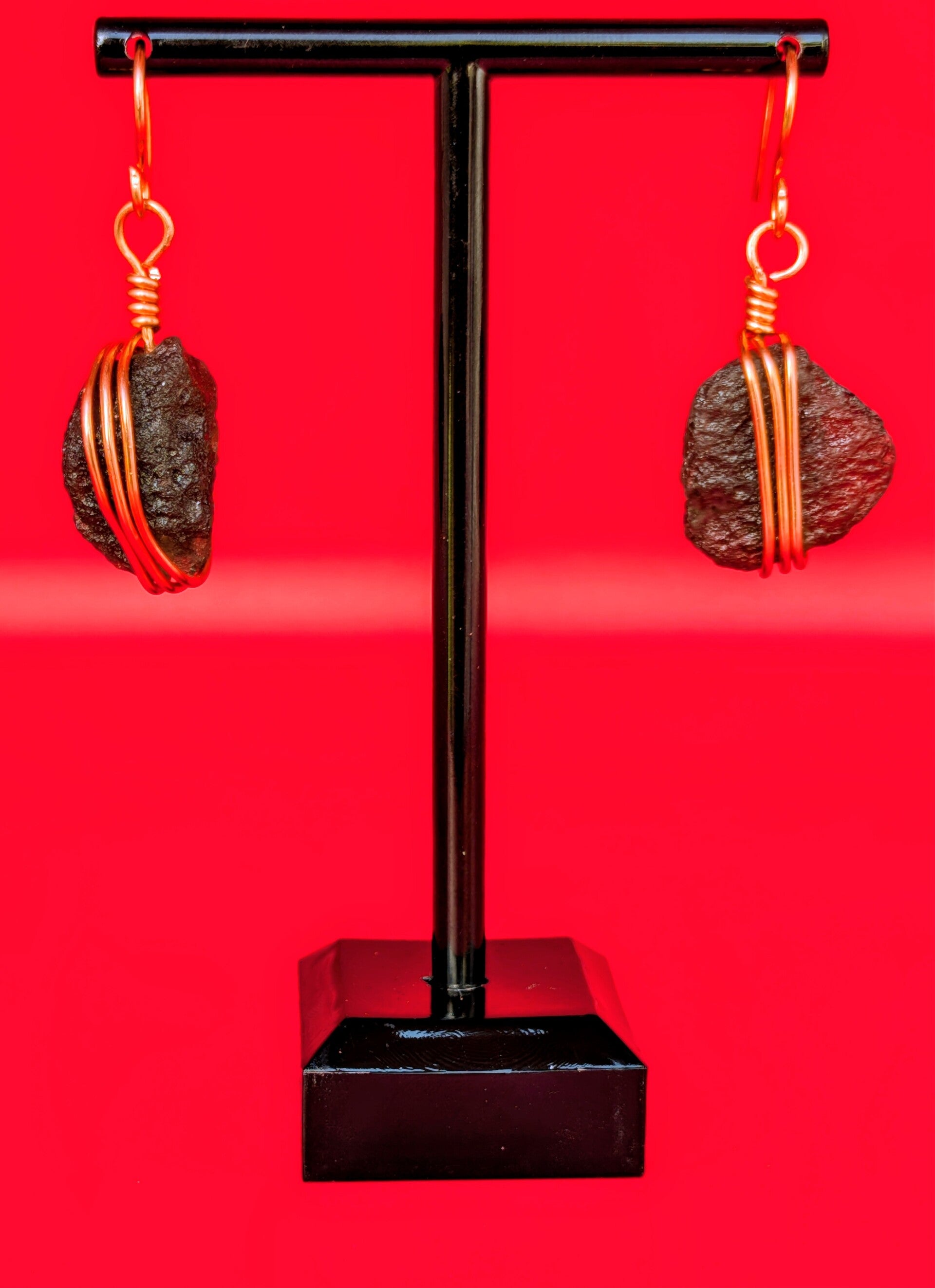 Boucles d'oreilles cuivre et tectite