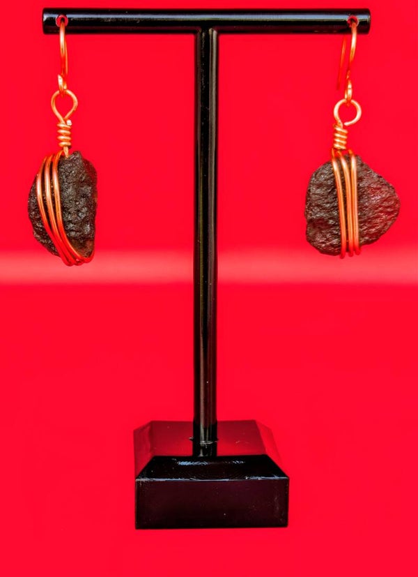 Boucles d'oreilles cuivre et tectite