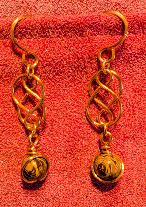 Boucles d'oreilles cuivre jaspe peau de serpent