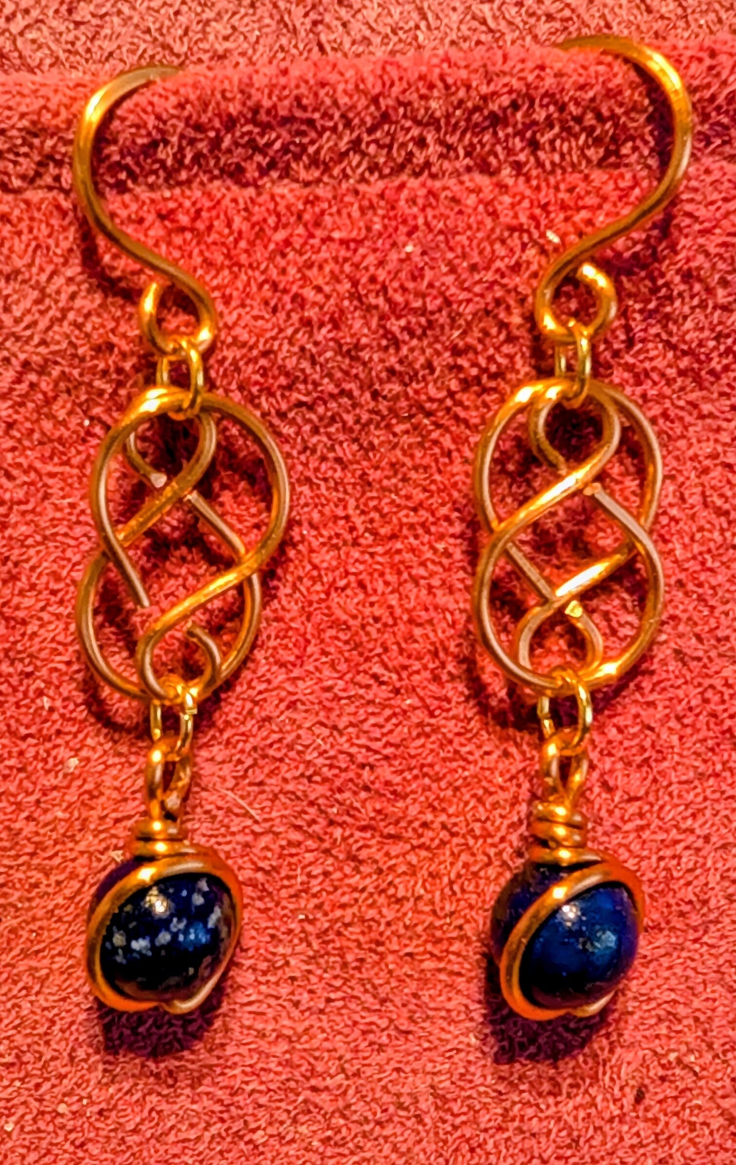 Boucles d'oreille Cuivre, lapis lazuli 2