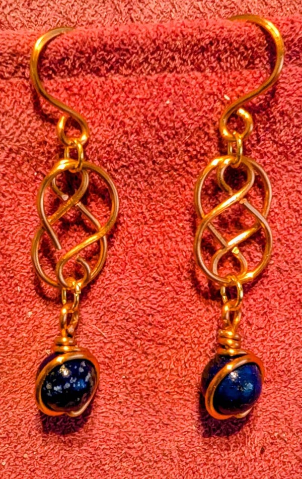 Boucles d'oreille Cuivre, lapis lazuli 2