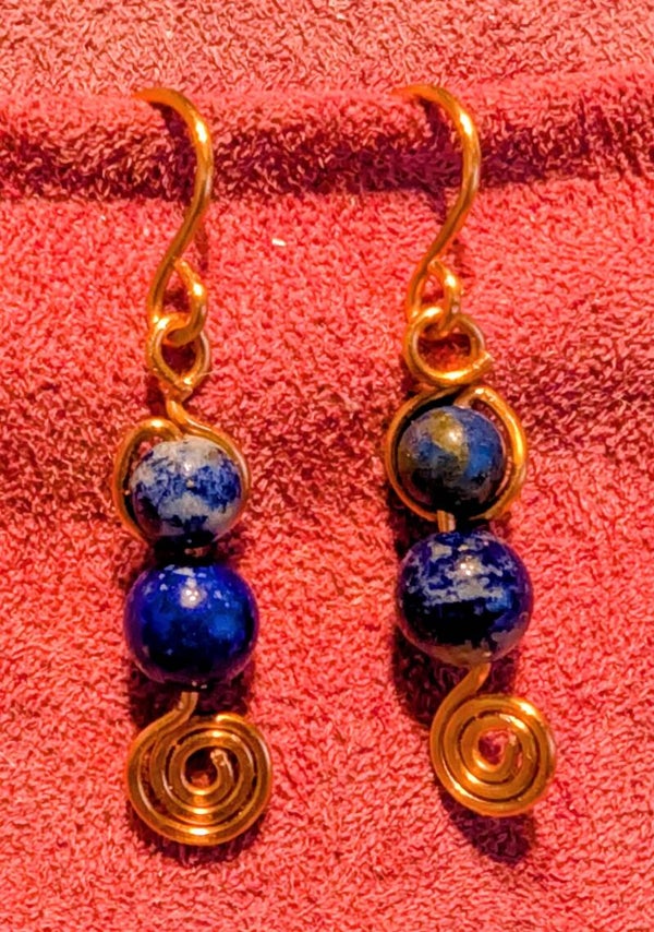 Boucles d'oreille Cuivre, lapis lazuli