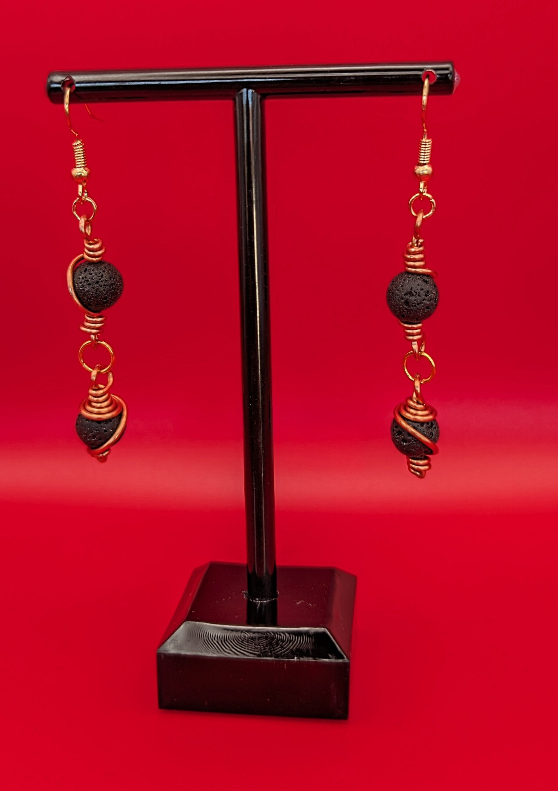 Boucles d'oreilles cuivre pierre de lave