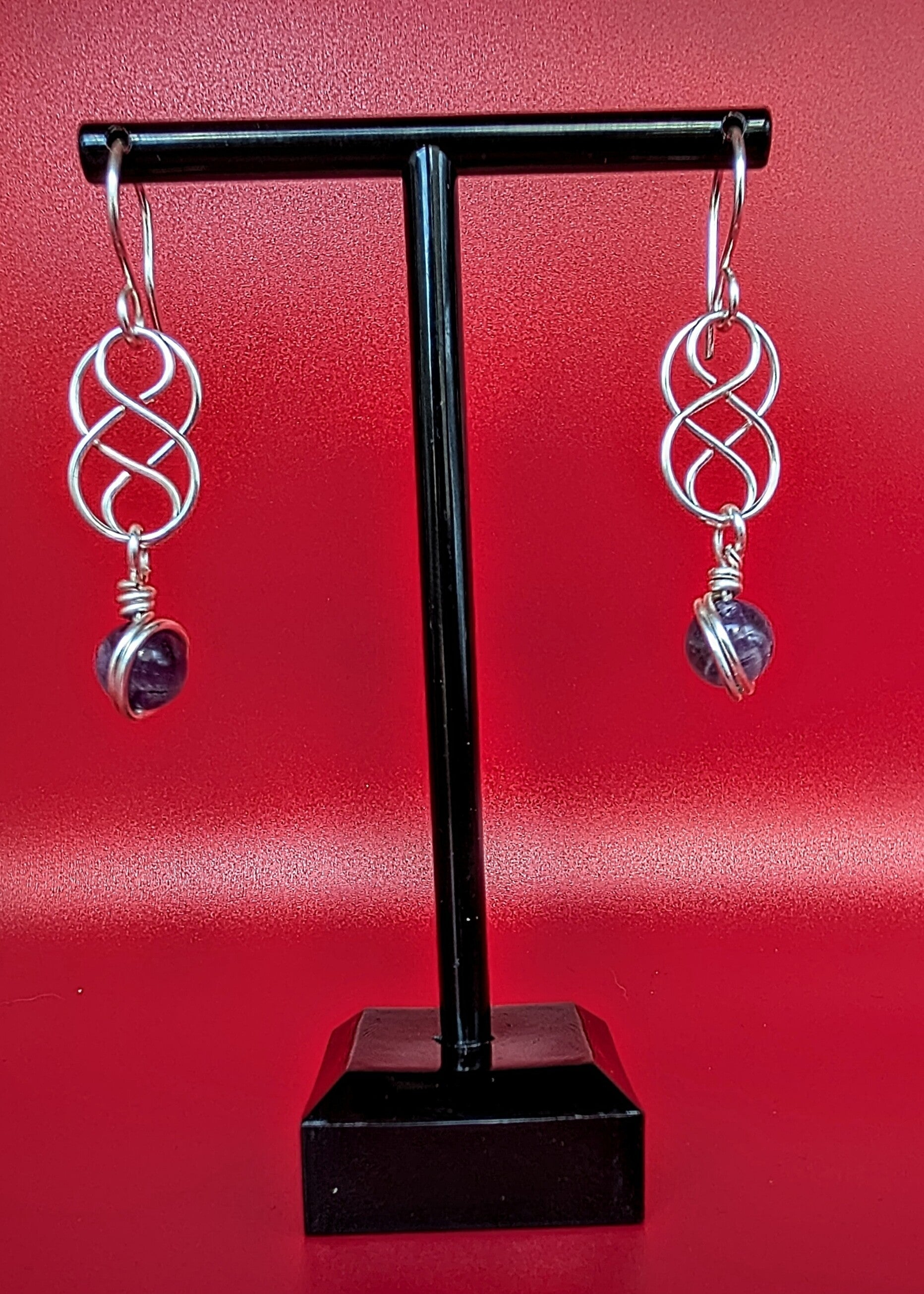 Boucles d'oreilles améthyste et cuivre argenté