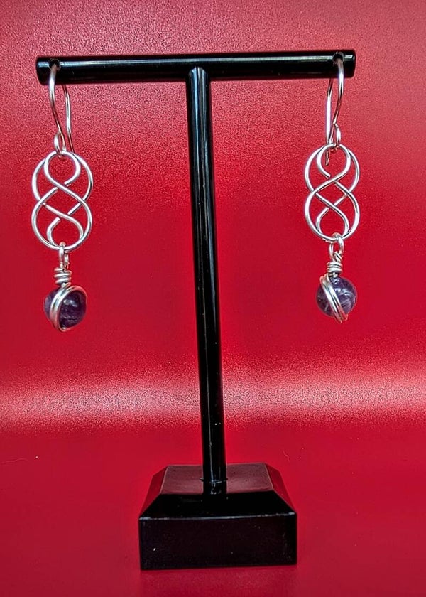 Boucles d'oreilles améthyste et cuivre argenté