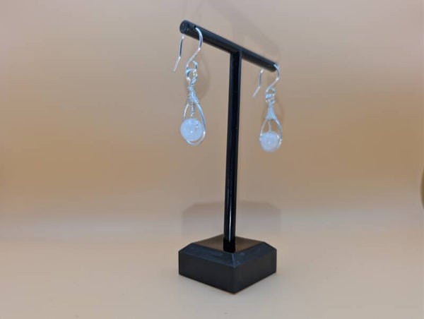 Boucles d'oreilles gouttes cristal de roche et cuivre argenté