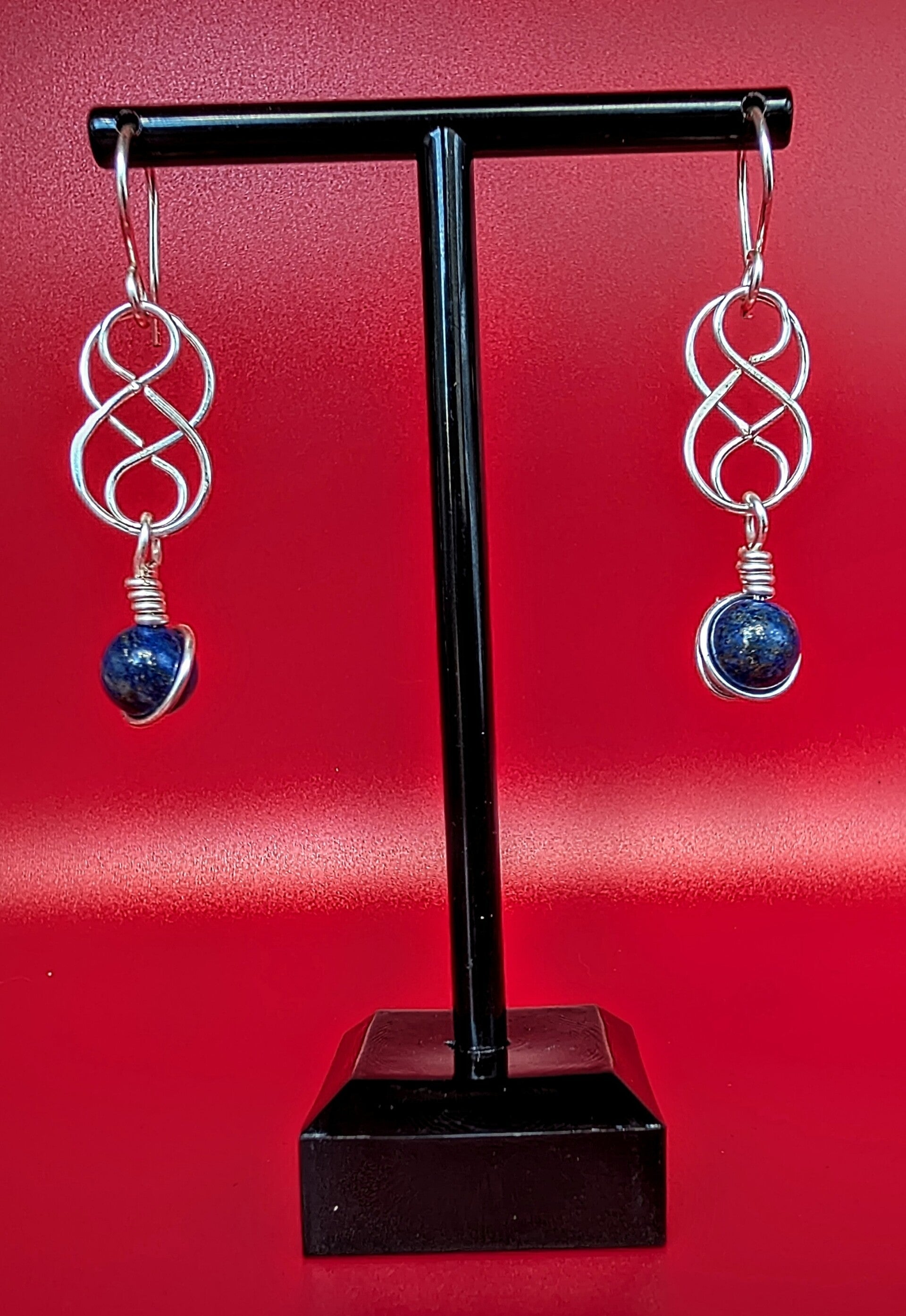 Boucles d'oreilles lapis lazuli et cuivre argenté