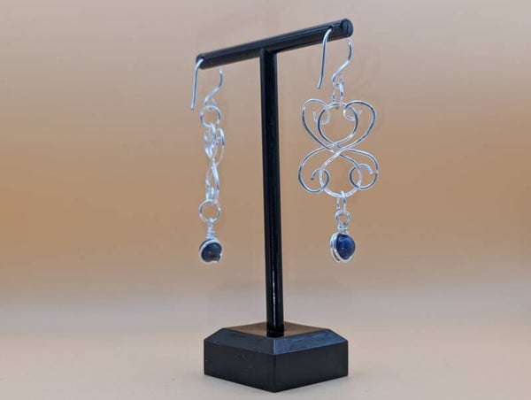 Boucles d'oreilles  papillon lapis lazuli et cuivre argenté