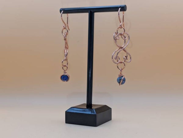 Boucles d'oreilles  papillon lapis lazuli et cuivre