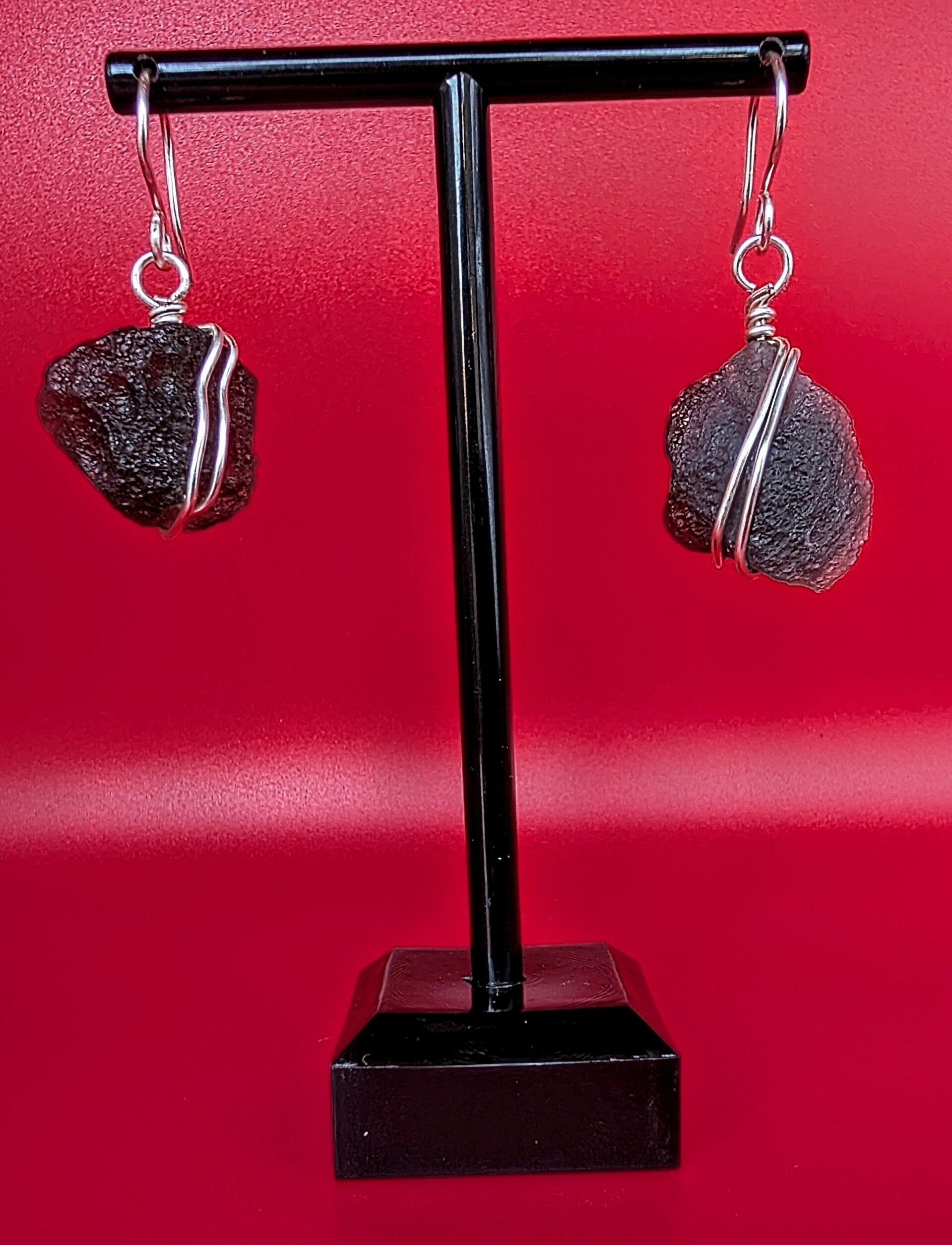 Boucles d'oreilles tectite et cuivre argenté