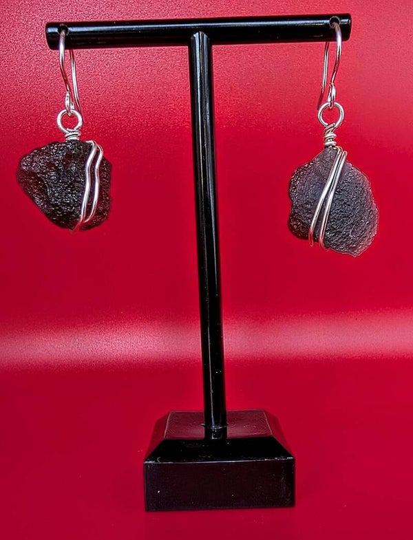 Boucles d'oreilles tectite et cuivre argenté