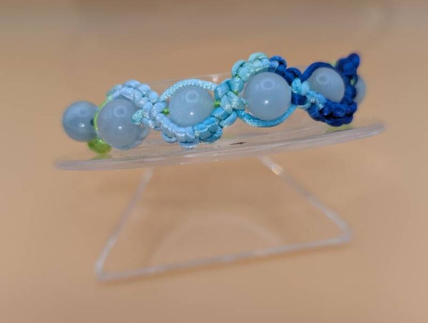 Bracelet aigue marine fil arc-en-ciel bleu vert